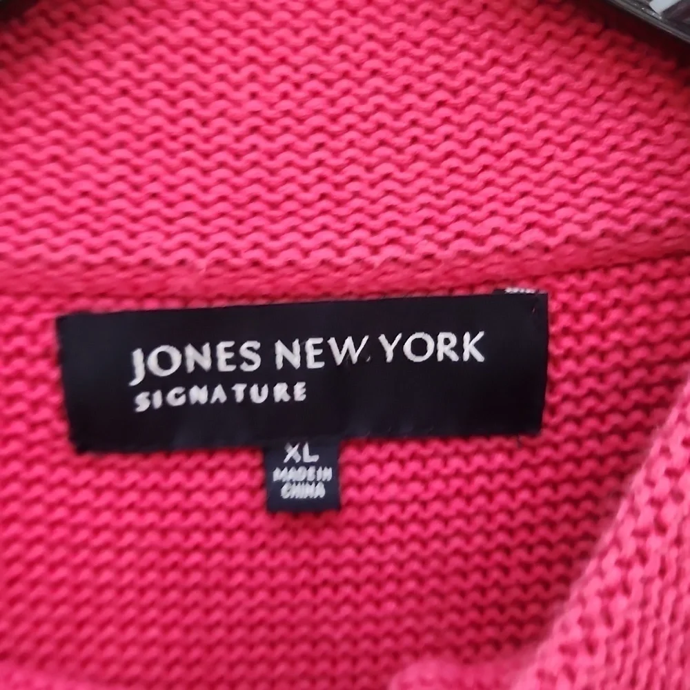Jones New York Cardigan Womens Size XL Sweater Button Knit Cotton Gradiant Pink